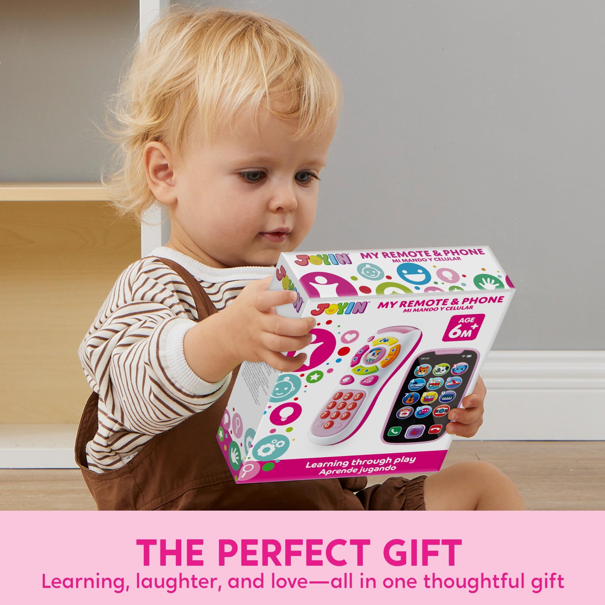 JOYIN Kids Learning Phone and Remote Toy, Pink Smartphone Toys with Music for Infants, Kids