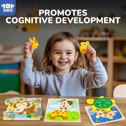 TOY Life Wooden Puzzles for Toddlers 1-3, Animals Toddler Puzzles 1-3, Puzzles for Toddlers 2-4