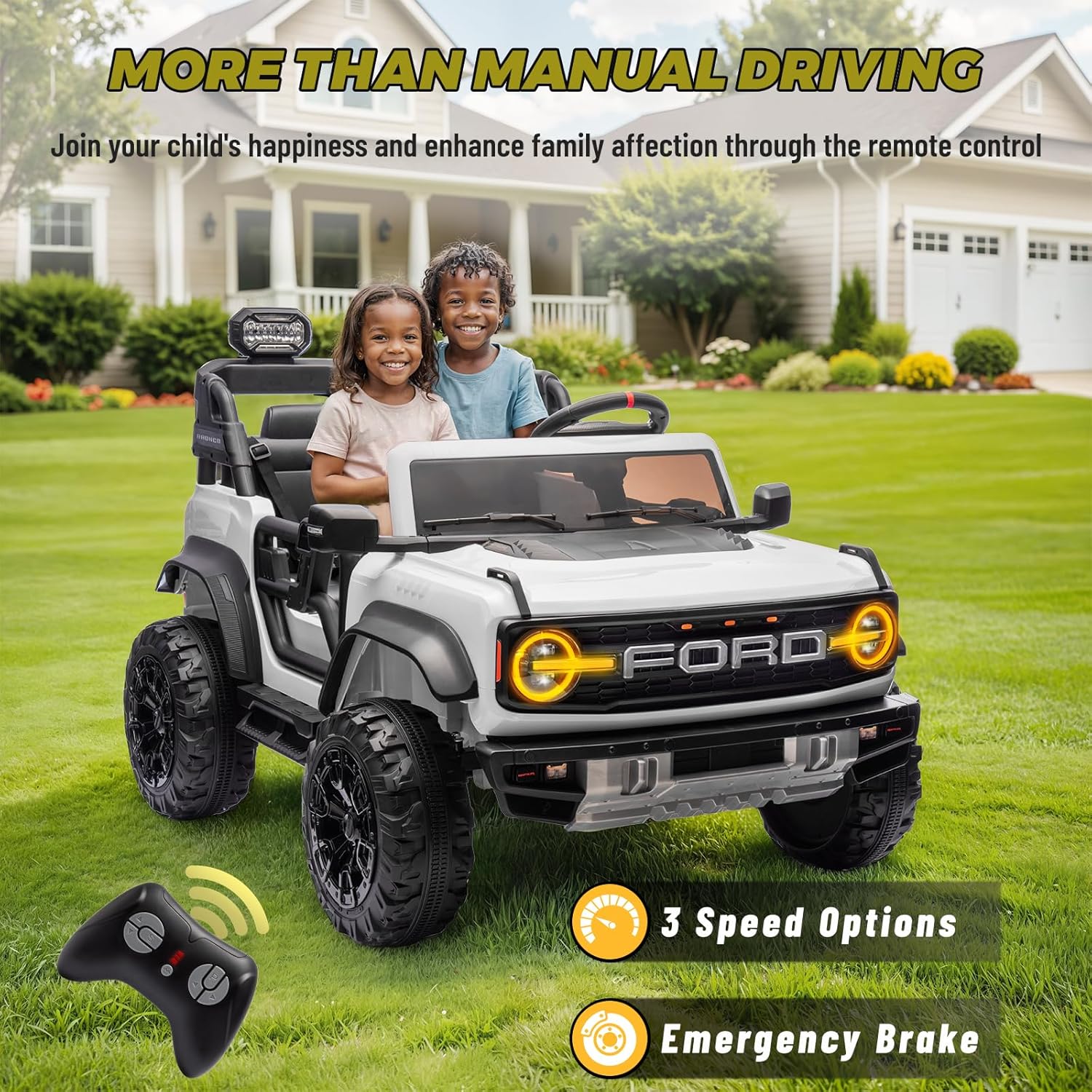 ENYOPRO 24V Ride On Toys for Big Kids, Licensed Ford Bronco Raptor 2-Seater Electric Car w/Remote