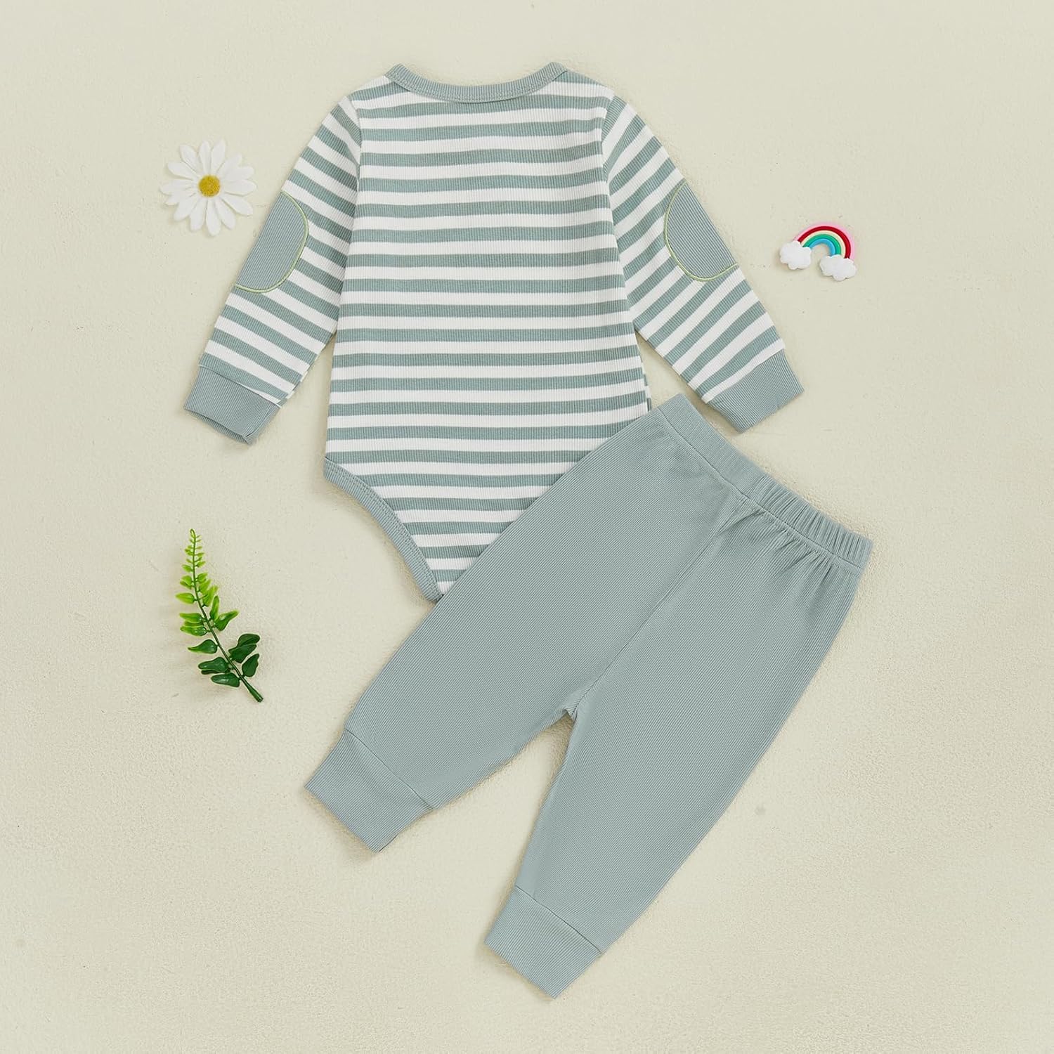fhutpw Baby Boy Clothes 3 6 12 18 Months Ribbed Knitted Long Sleeve Romper and Pants Sets Newborn