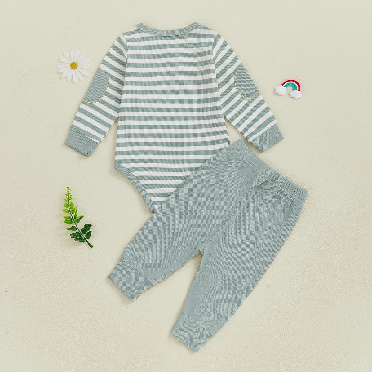 fhutpw Baby Boy Clothes 3 6 12 18 Months Ribbed Knitted Long Sleeve Romper and Pants Sets Newborn