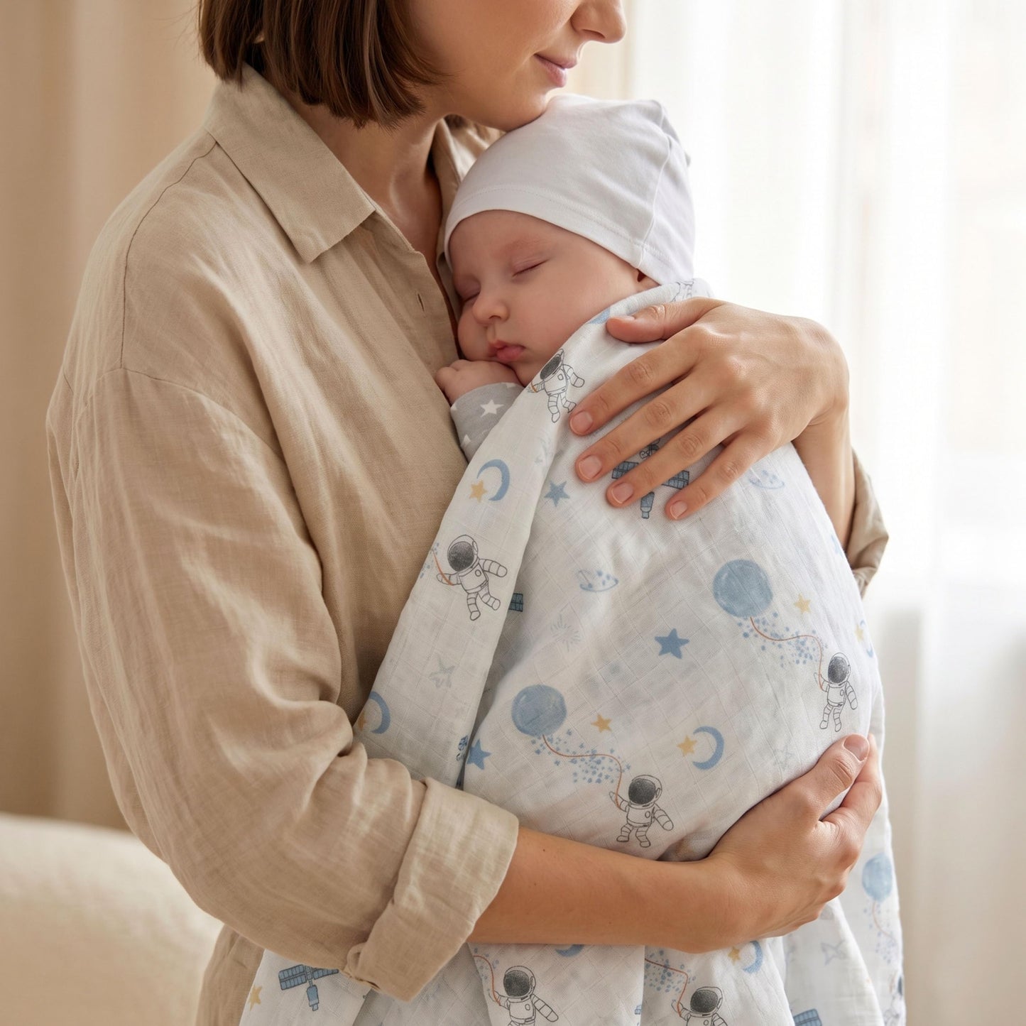 GLLQUEN BABY Receiving Blankets Boy Muslin Swaddle Blankets for Newborn