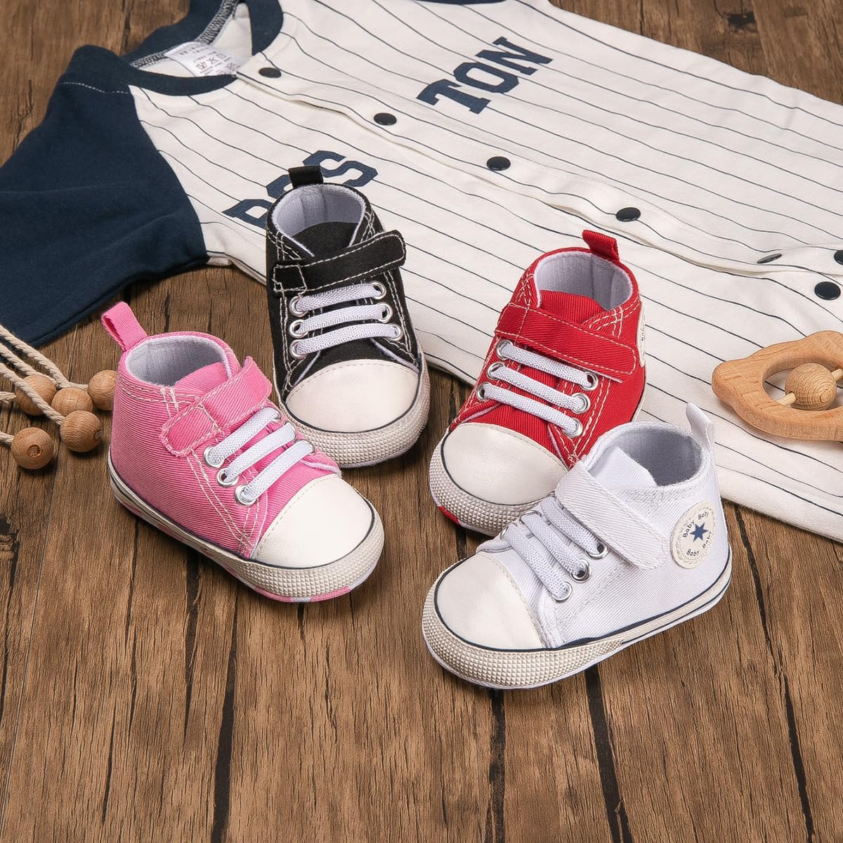 Unisex Baby Girls Boys Canvas High-top Shoes, Newborn Infant Anti-Slip Soft Sole Frist Walking