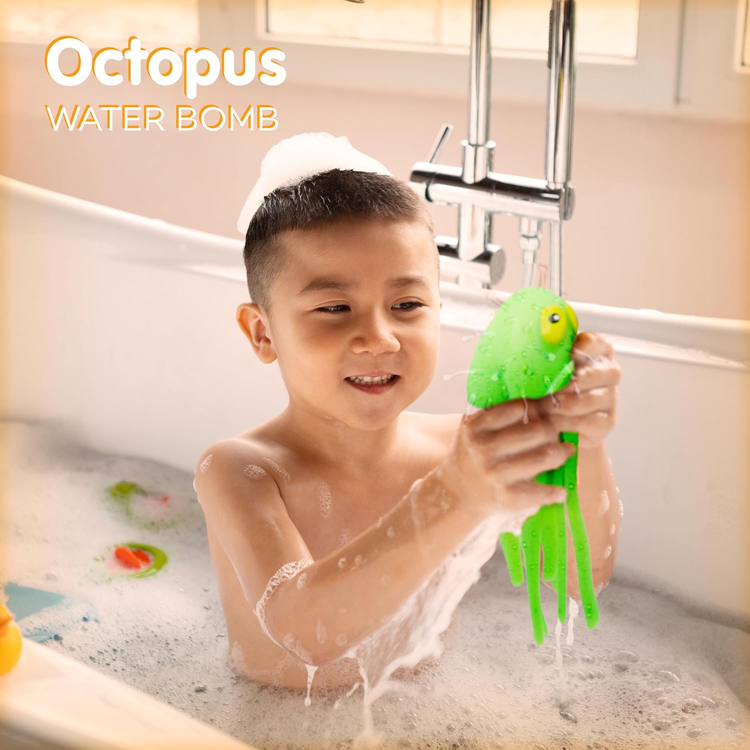 4E's Novelty Octopus Water Balls - Pack of 6 - Pool Toys for Kids Sensory Absorbent Water Splash