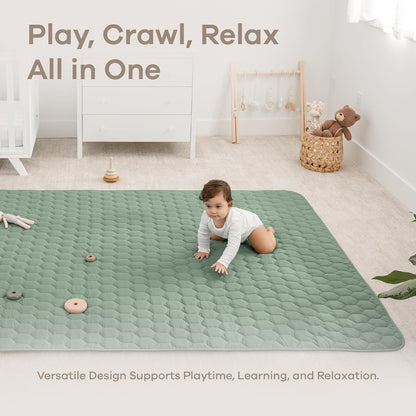 Comfy Cubs Rectangle Kids Play Mat - Large 60 x 96 inches Soft Quilted Baby Floor Mat with Non-Slip