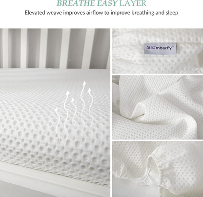 Breathable Mini Crib Waterproof Mattress Protector Pad- Hypoallergenic - Noiseless - Washable