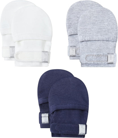 HAPIU Baby No Scratch Mittens Stay On, 100% Cotton Breathable, Adjustable Infant Gloves for Boys
