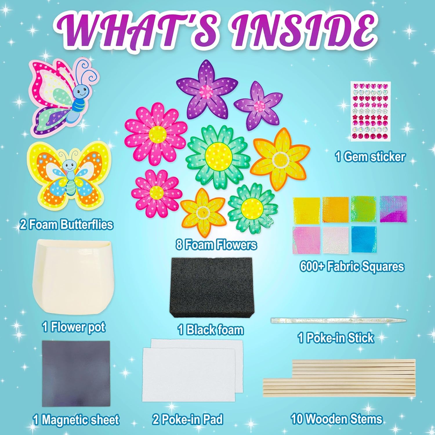 AGENTLAN Art & Craft Activity, Poke Fun Flower Bouquet Craft Kit, Fun & Easy Art Kits for Kids, DIY