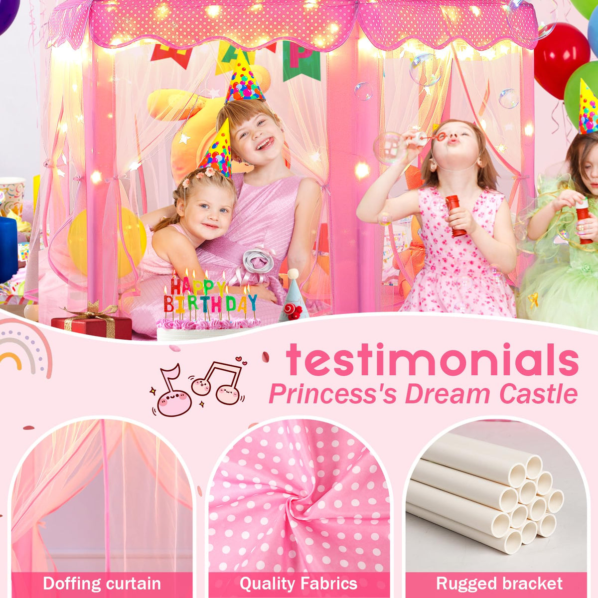 Monobeach Princess Tent Girls Large Playhouse Kids Castle Play Tent with Star Lights Toy for