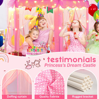 Monobeach Princess Tent Girls Large Playhouse Kids Castle Play Tent with Star Lights Toy for
