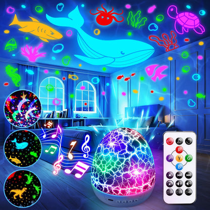 Baby Sound Machine Night Light Projector | 15 Sleeping Sounds & 3D Films | 31Colors & Remote