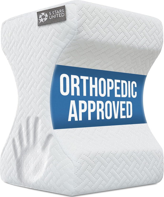 5 STARS UNITED Knee Pillow for Side Sleepers - Hip Pain Relief, Memory Foam Leg Cushion for Side