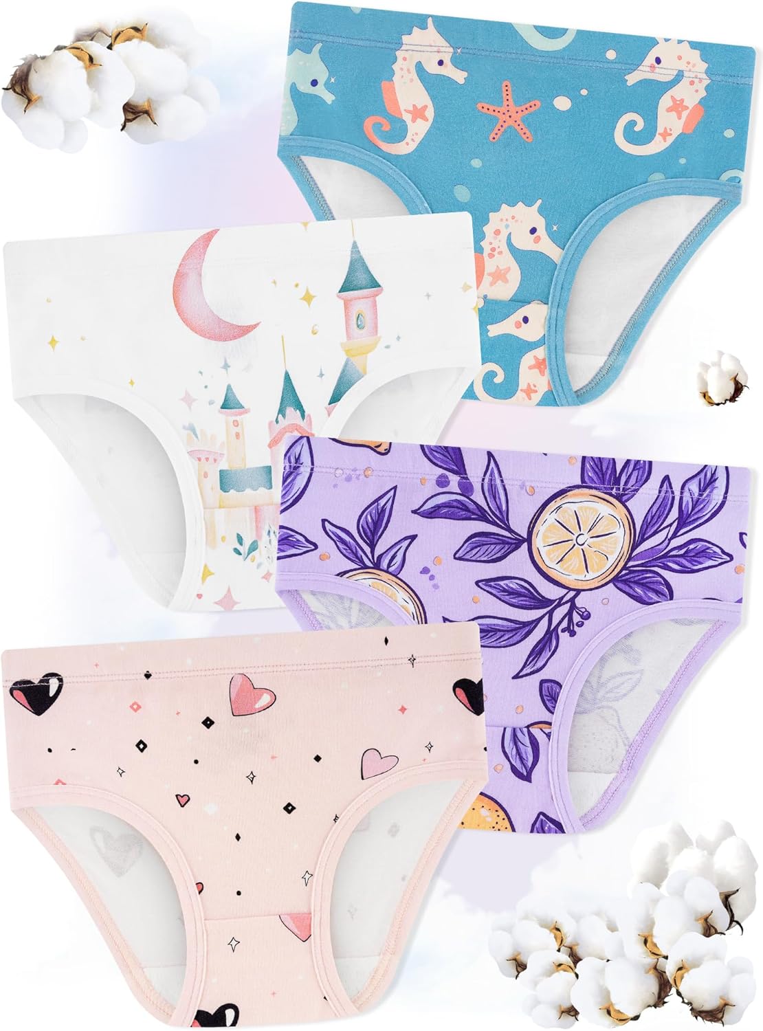 Girls' Underwear,Soft Cotton Tagless Panties for Toddlers' & Little Kids' Comfort,Breathable