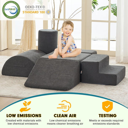 jela Foam Blocks 6Pcs Soft Play Equipment Luxury Miss Fabric, Toddler Climbing Toys Indoor Soft
