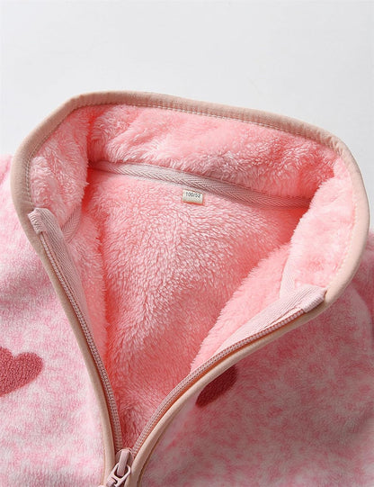 Kids Printed Polar Fleece Jacket Toddler Baby Boys Girls Autumn Winter Warm Sherpa Lining Outerwear