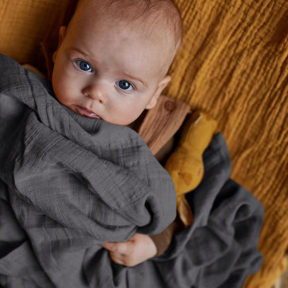 Swaddle - 100% Organic Cotton - Muslin Swaddle Blankets for Newborn, 47" x 47" (Soft Grey)