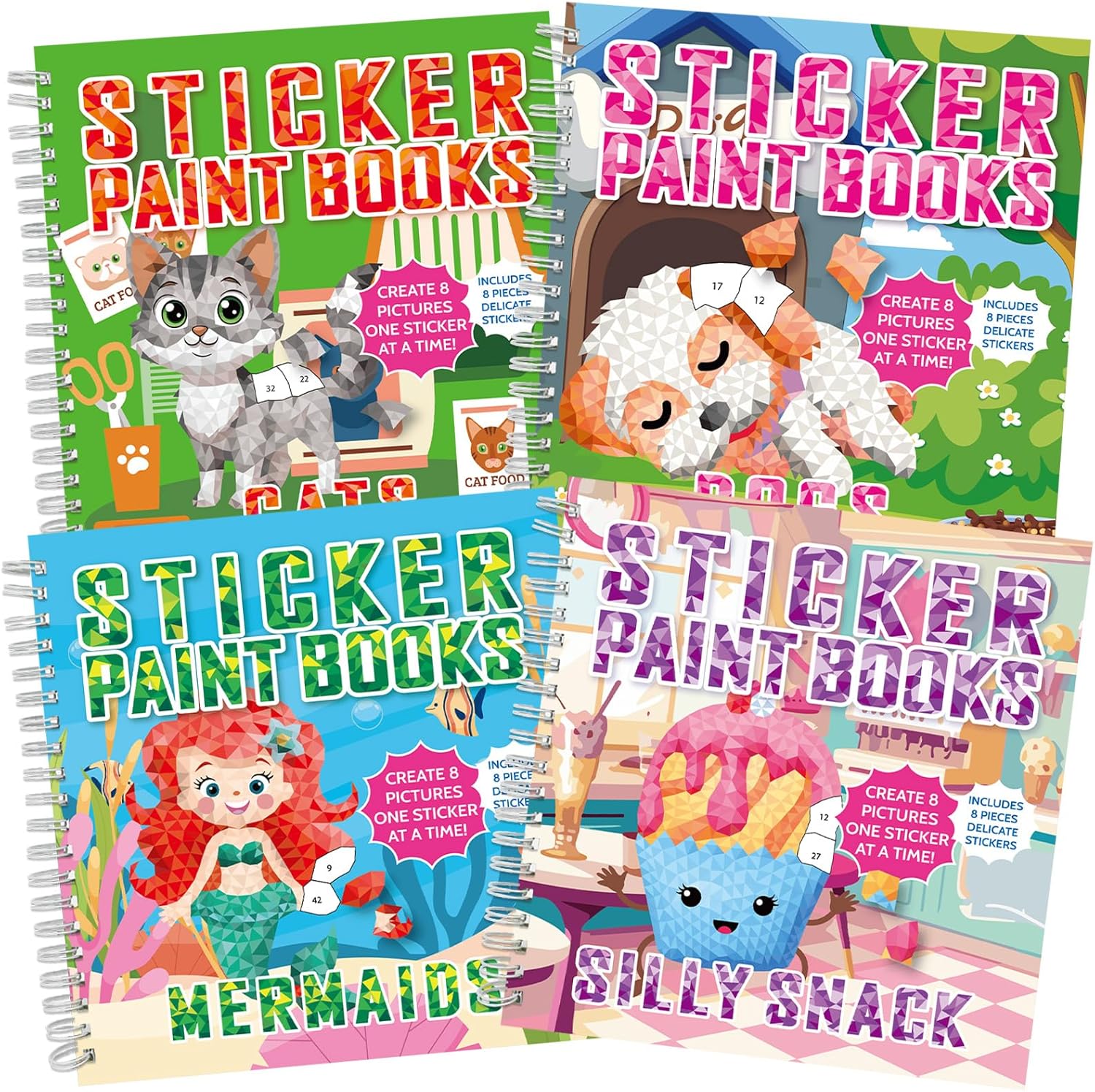 gisgfim 4Pcs Paint by Sticker Books Sticker by Number Books Activity Puzzle Book Craft Art Gift