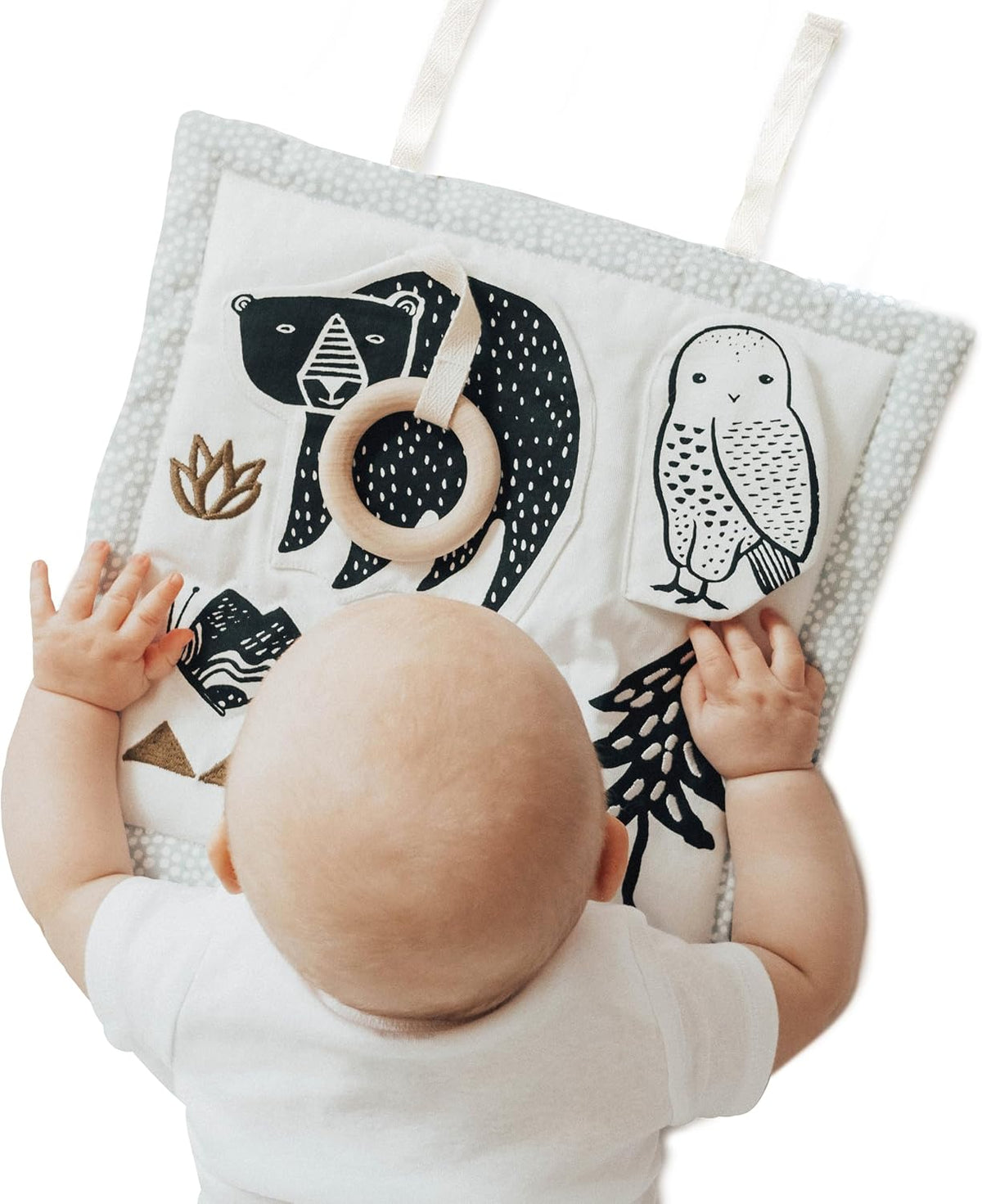 Wee Gallery Woodland Activity Pad Organic Baby Play Mat with Sensory Toys, High Contrast Newborn
