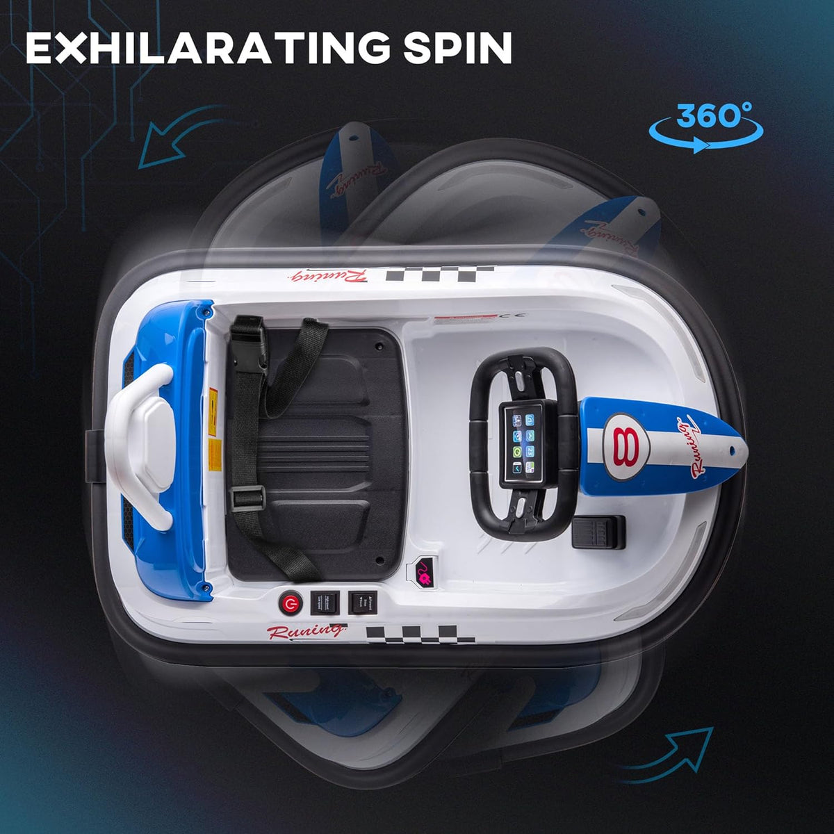 Aosom Toddler Bumper Car, 360° Rotation 6V Kids Electric Ride on Bumper Car with EVA Bumper Edges