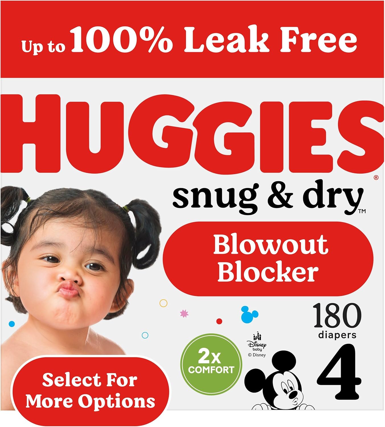 Huggies Size 4 Diapers, Snug & Dry Baby Diapers, Size 4 (22-37 lbs), 180 Count (6 Packs of 30)