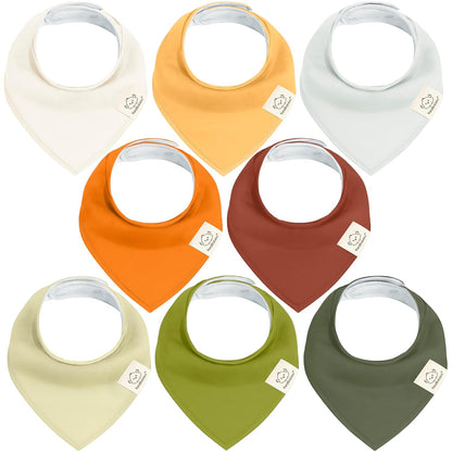 8-Pack Organic Baby Bandana Bibs for Boys, Girls - Super Absorbent Triangle Baby Bibs for Drooling