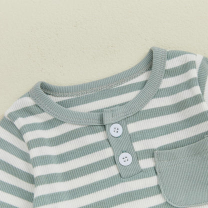 fhutpw Baby Boy Clothes 3 6 12 18 Months Ribbed Knitted Long Sleeve Romper and Pants Sets Newborn