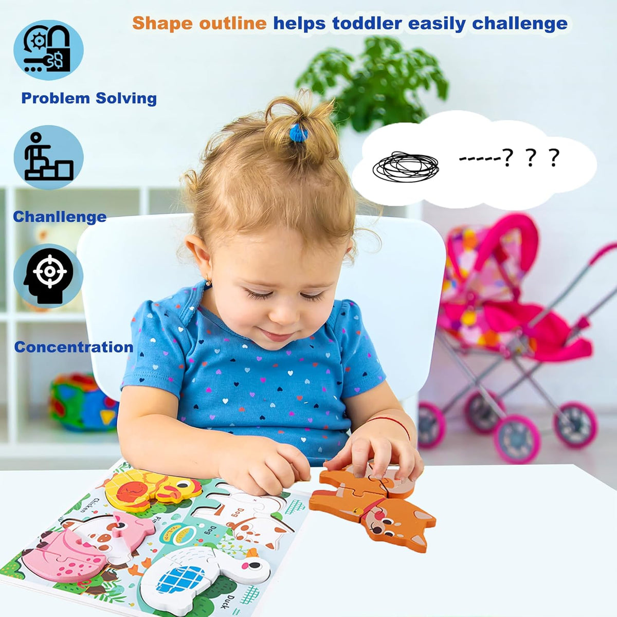 Farm Animal Puzzles for Toddlers 1-3, Gifts for 2 3 Years Old Girls Boys,Wooden Montessori Puzzle