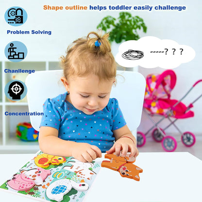 Farm Animal Puzzles for Toddlers 1-3, Gifts for 2 3 Years Old Girls Boys,Wooden Montessori Puzzle