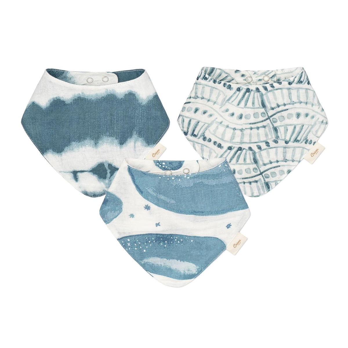 Crane Baby Soft Muslin Baby Bib Set, Adjustable and Absorbent Bandana Style Bibs for Boys and