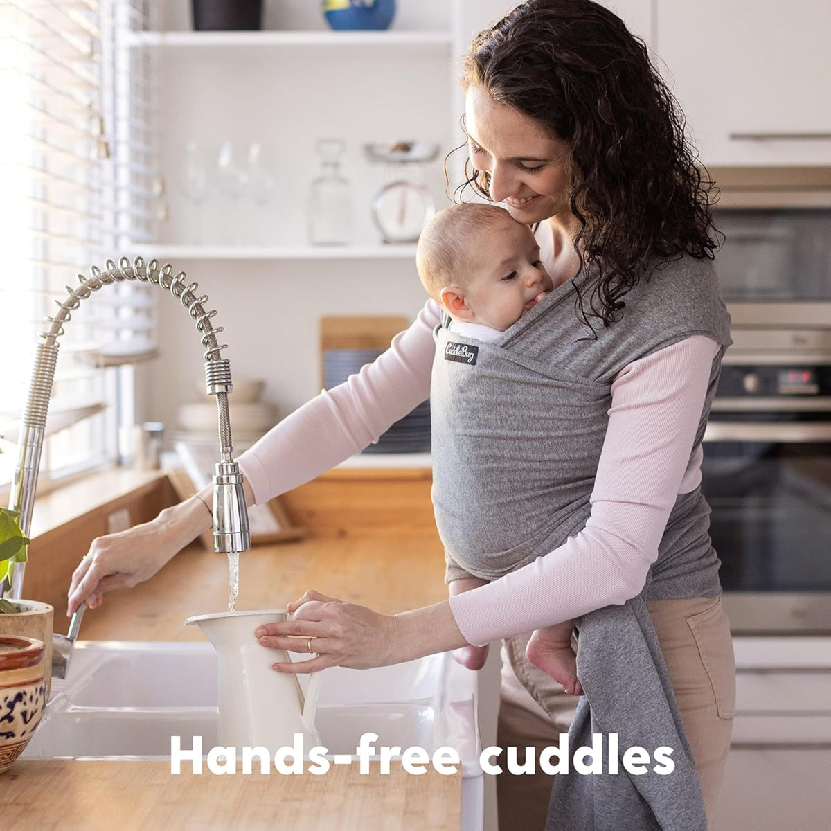 Cuddlebug Baby Wrap Carrier, Soft Stretchy Newborn Sling, 7-35 lbs, Mint