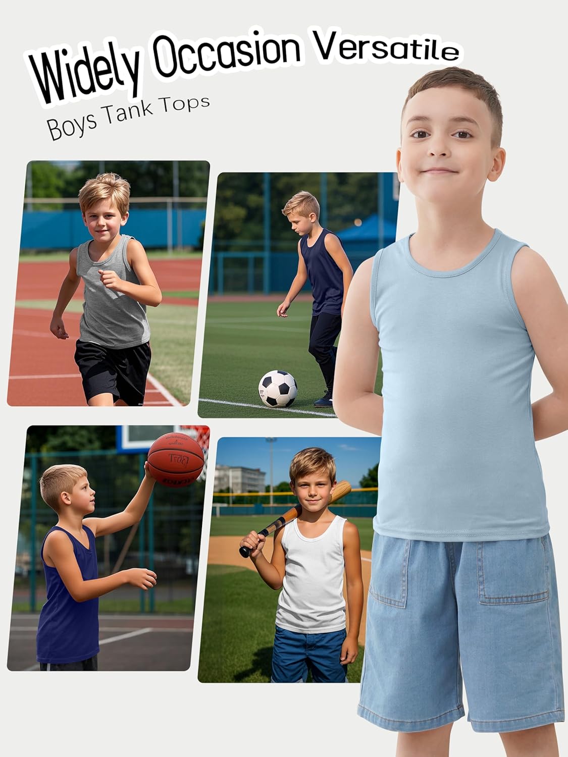 5 Pack Boys Tank Tops Boys Undershirts Kids Cotton Undershirts Tees Sleeveless Tank Tops Shirts for
