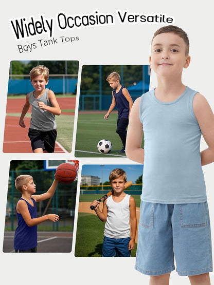 5 Pack Boys Tank Tops Boys Undershirts Kids Cotton Undershirts Tees Sleeveless Tank Tops Shirts for