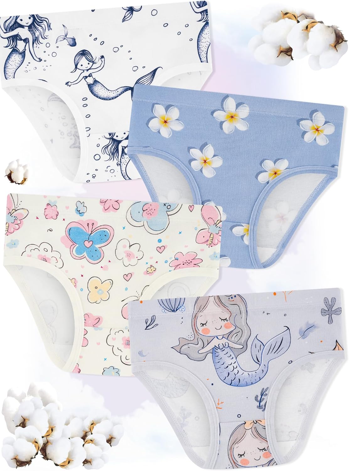 Girls' Underwear,Soft Cotton Tagless Panties for Toddlers' & Little Kids Comfort,Breathable