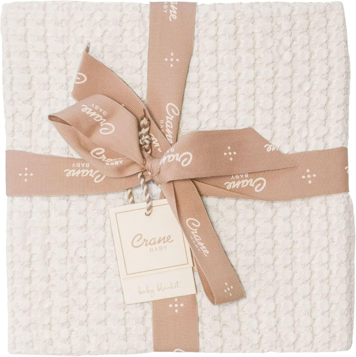 Crane Baby Birch Waffle Knit Blanket, Soft Cotton Nursery and Stroller Blanket, 100% Cotton, 36" x
