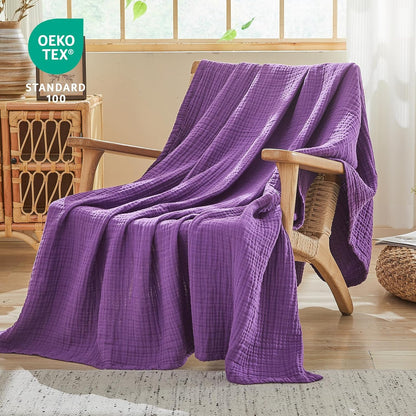 EMME Cotton Muslin Large Throw Blanket Couch Breathable Gauze Blanket Soft Lightweight Bed Blankets