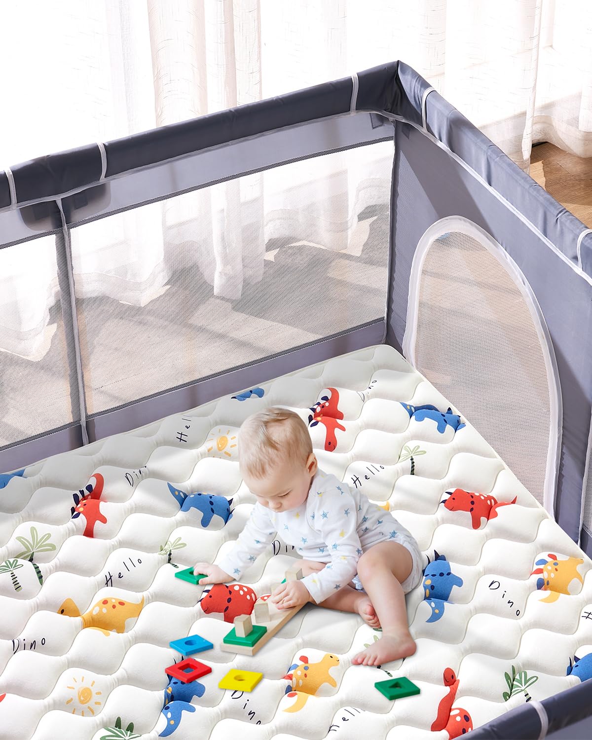 Odorless Premium Foam Baby Play Mat 71" x 59", Soft Microfiber Fabric Crawling Mat for Floor