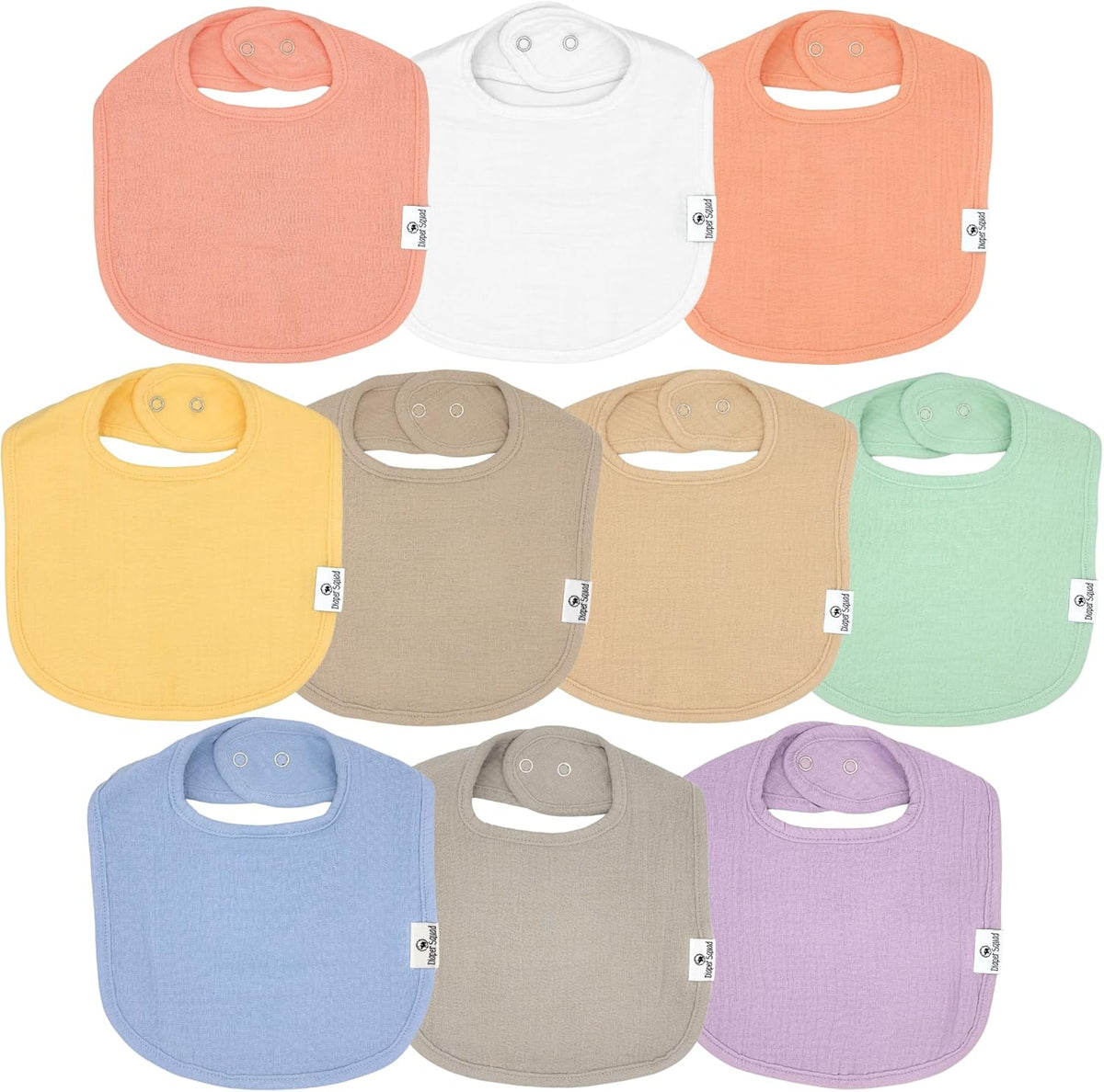 DiaperSquad's Baby Bibs for Drooling and Teething, Bibs for Boys, Baby Girl - Solid Cotton Baby