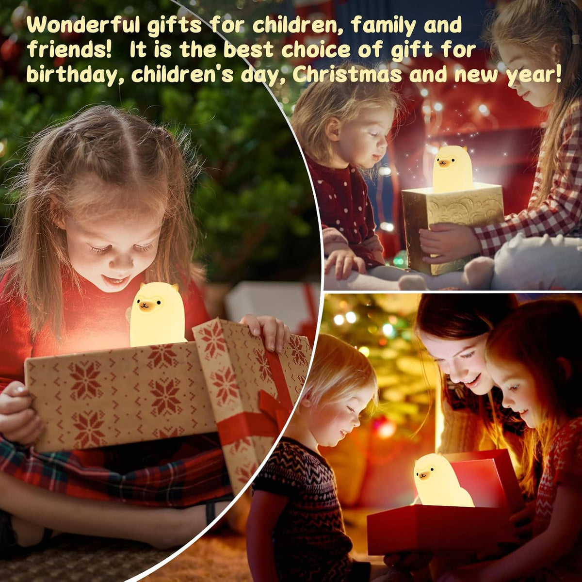 Tremdwoto Alpaca Night Light for Kids，7 Color Baby Nightlight with Touch Control & 1H Timer