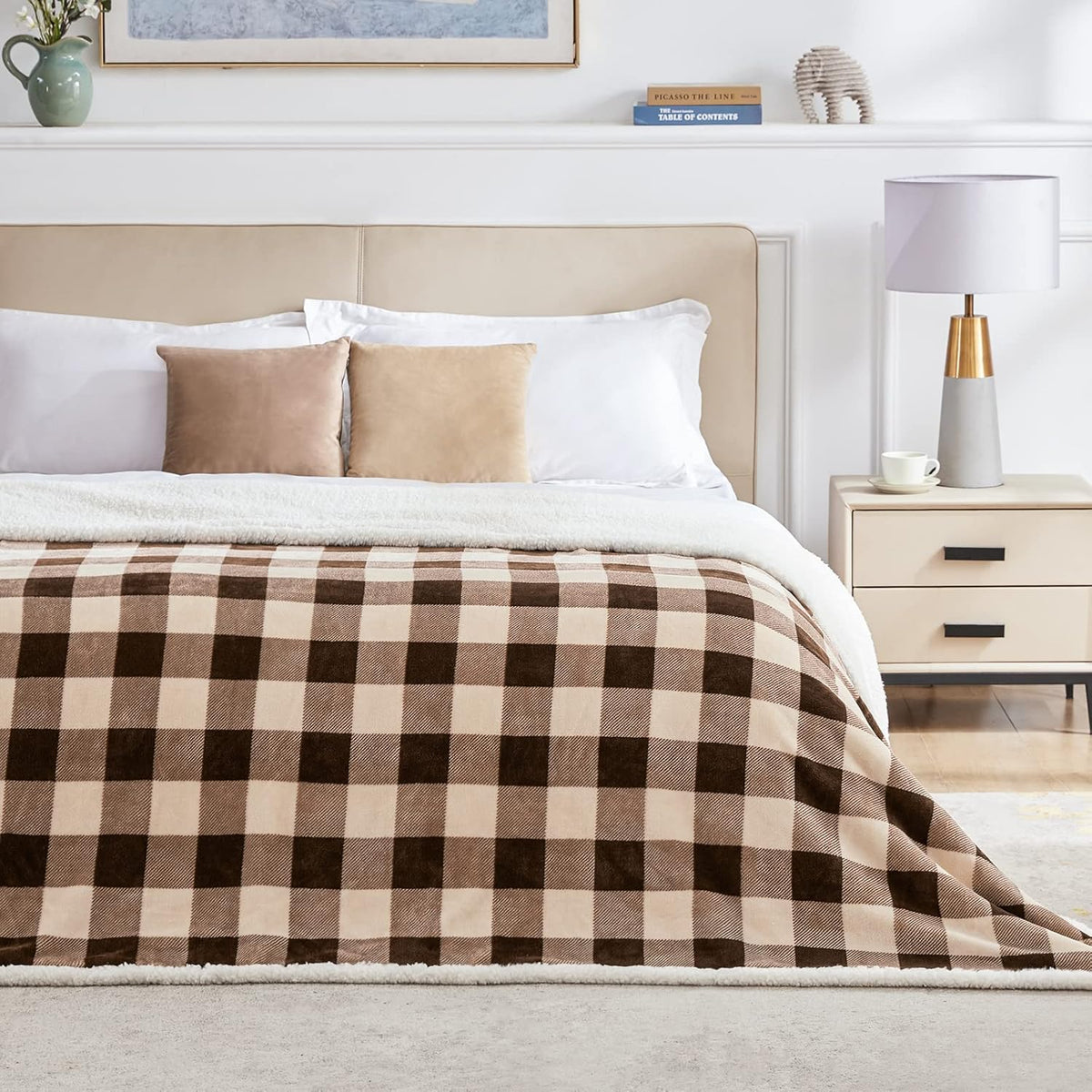 Touchat Sherpa Buffalo Plaid Christmas Twin Blanket 60" X 70", Fuzzy Fluffy Soft Cozy Throw