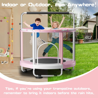 ZCMHAXJ 55" Trampoline for Kids with Enclosure, 440lbs Capacity Indoor & Outdoor Toddler Trampoline