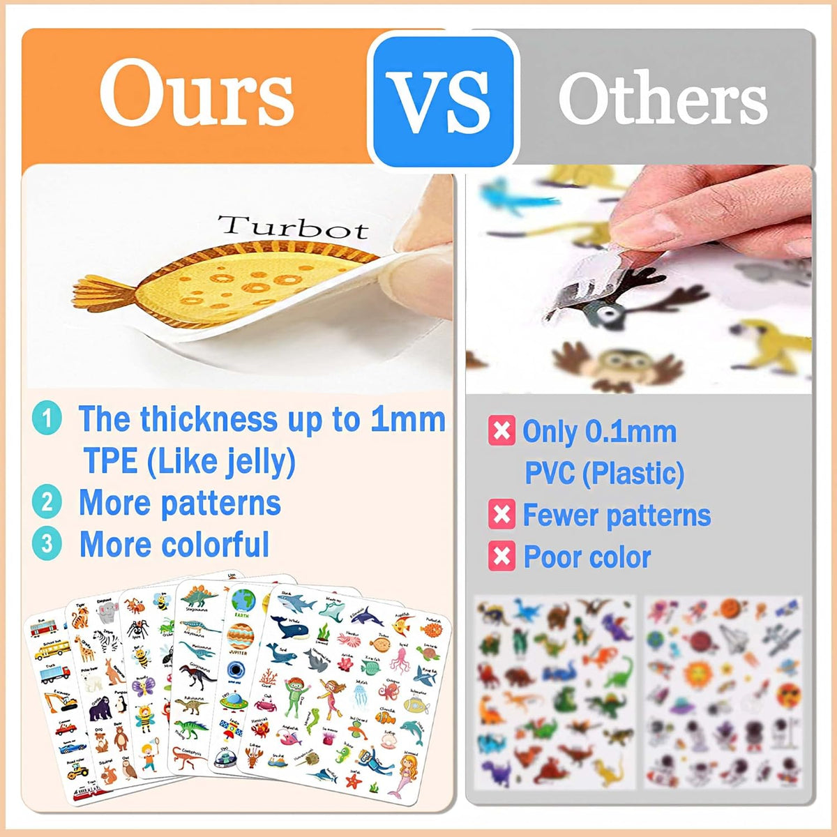 Reusable Sticker Books for Kids, Jelly Quiet Book, Preschool Learning Activities Busy Book for