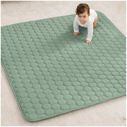 Comfy Cubs Square Kids Play Mat - 56 x 56 inches Soft Quilted Baby Floor Mat with Non-Slip Bottom