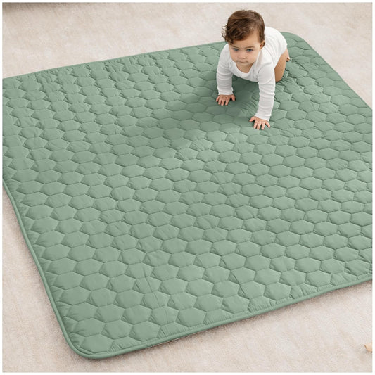 Comfy Cubs Square Kids Play Mat - 56 x 56 inches Soft Quilted Baby Floor Mat with Non-Slip Bottom