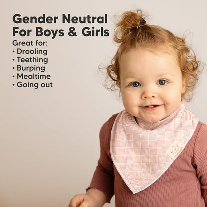 10-Pack Organic Baby Bandana Bibs for Girls - Super Absorbent Triangle Baby Bibs for Drooling and