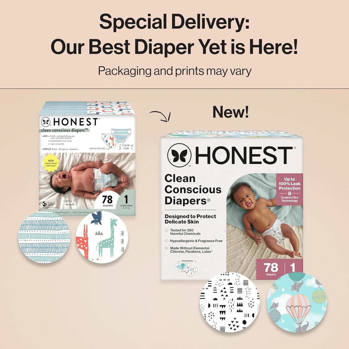 The Honest Company Clean Conscious Diapers for Delicate Skin | Up to 100% Leakproof |