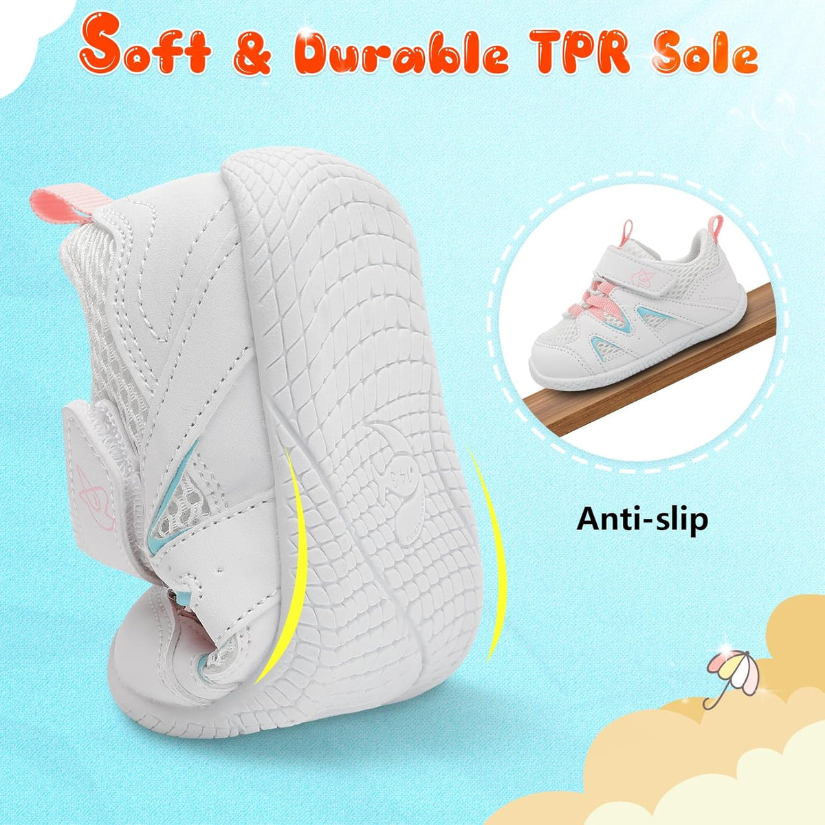 LeIsfIt Baby Shoes Boys Girls First Walking Shoes Non-Slip Toddler Breathable Sneakers Infant