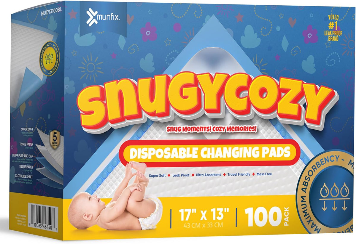 100 Pack Disposable Baby Changing Pads 17 X 13 Inches, Super Absorbent Incontinence Underpads