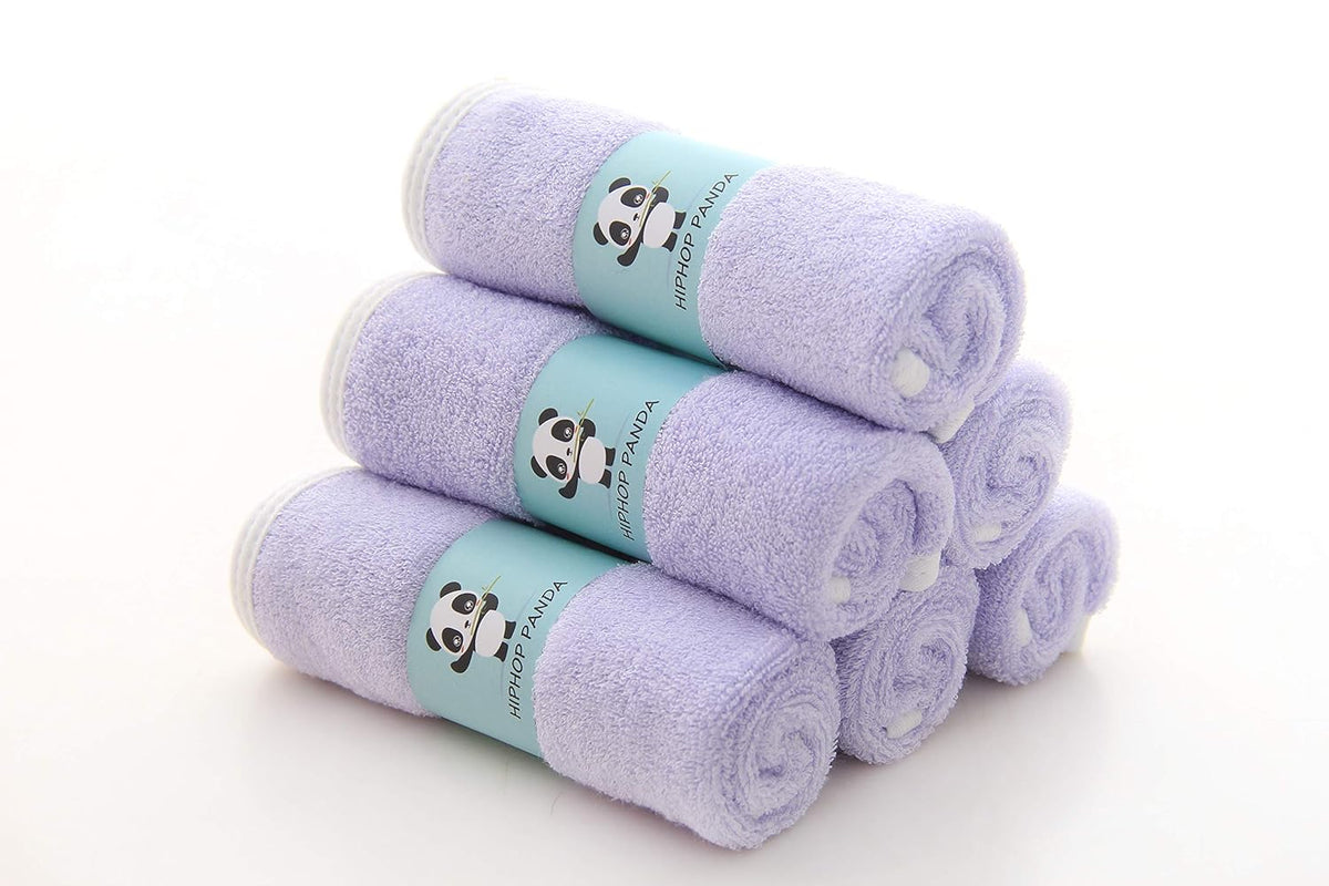 HIPHOP PANDA Baby Washcloths, Rayon Made from Bamboo - 2 Layer Ultra Soft Absorbent Newborn Bath