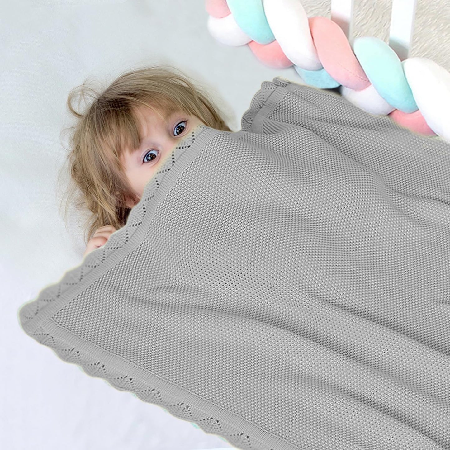 Cotton Baby Blankets 100% Knit Soft Warm Lace Toddler Newborn Nursery Receiving Blankets,30 X 40