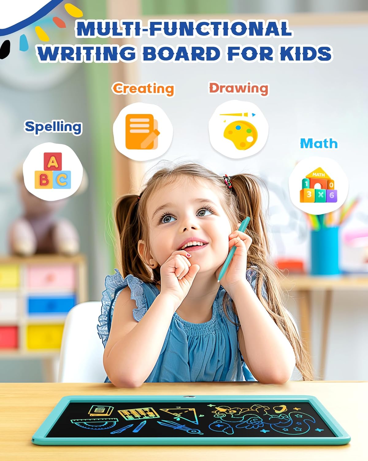 Bravokids 15 Inch LCD Writing Tablet for 3 Year Olds - Electronic Drawing Pad and Doodle Board as